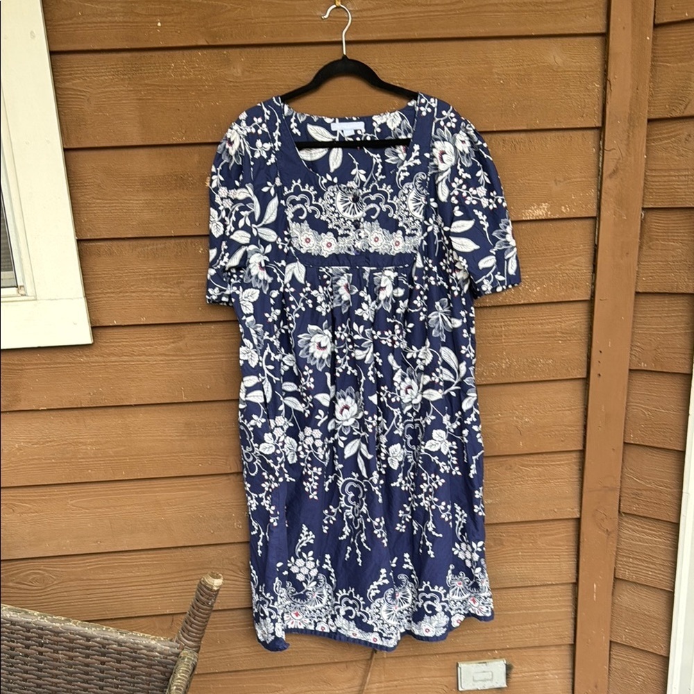 Only Necessities blue and white floral patio dress size 22/24